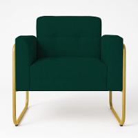 Poltrona Sala Industrial Alta Tubo Dourado Elisa Bouclê Verde D03 - D'rossi - 2