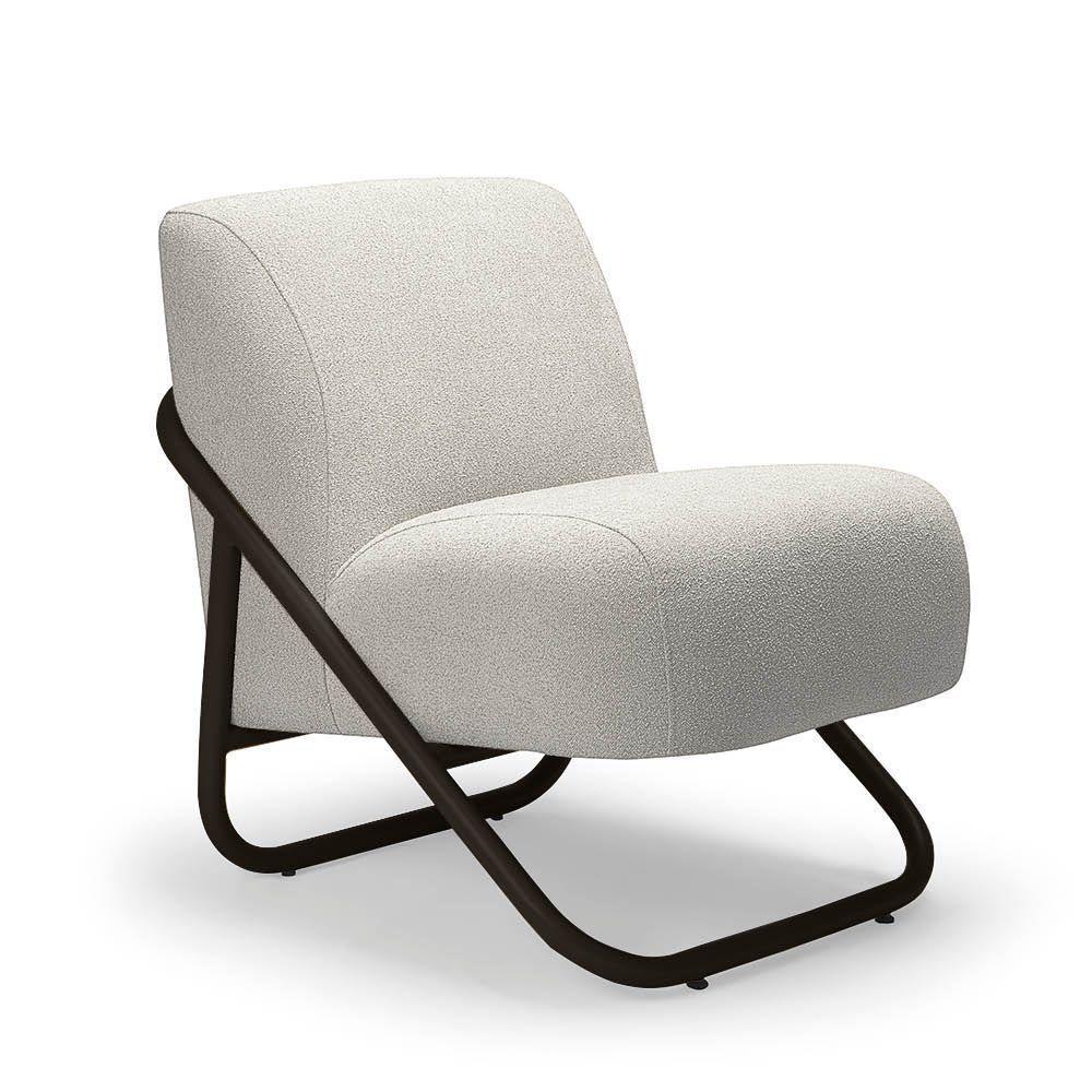 Poltrona Sala Decorativa Industrial Preto Martina Bouclê K01 - D'rossi Cinza - 2