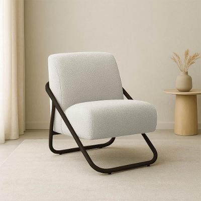 Poltrona Sala Decorativa Industrial Preto Martina Bouclê K01 - D'rossi Cinza