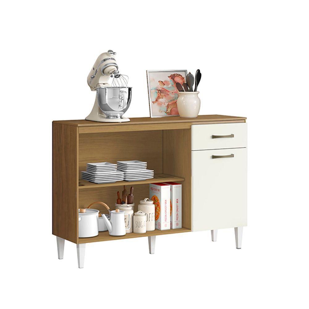 Balcão Cozinha Com Tampo 120cm 3 Portas Joana A09 - D'rossi Atacama E Off White - 4