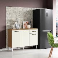 Balcão Cozinha Com Tampo 120cm 3 Portas Joana A09 - D'rossi Atacama E Off White - 1