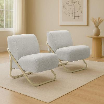 Poltrona Sala Estar Industrial Champanhe Kit 2 Martina Bouclê K01 - D'rossi Cinza