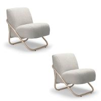 Poltrona Sala Estar Industrial Champanhe Kit 2 Martina Bouclê K01 - D'rossi Cinza - 2