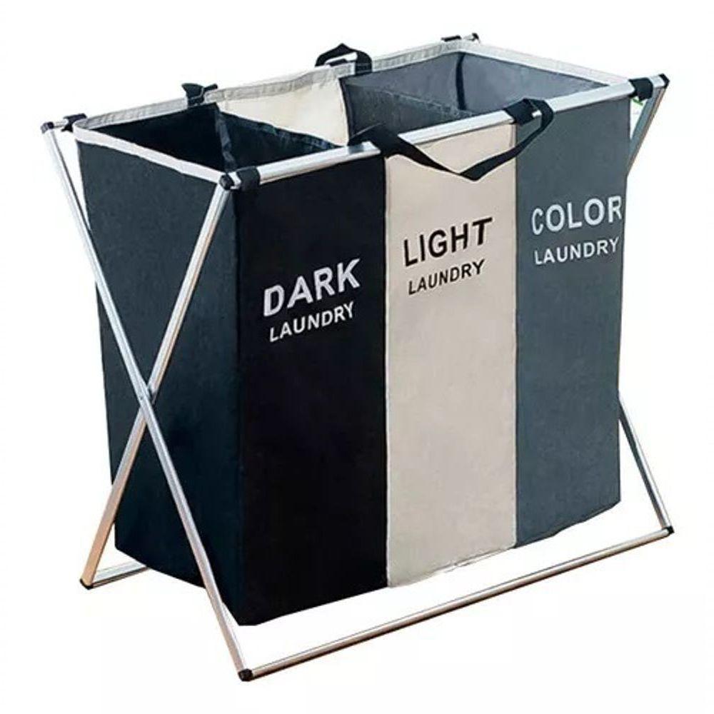 Organizador De Roupas Sujas Dobrável Com 3 Divisórias – Cest - 1