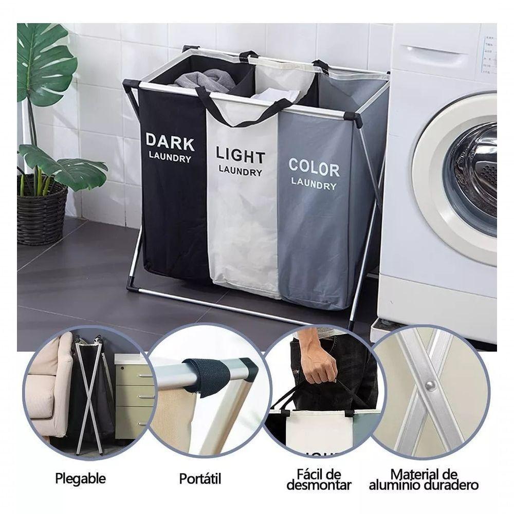 Organizador De Roupas Sujas Dobrável Com 3 Divisórias – Cest - 7