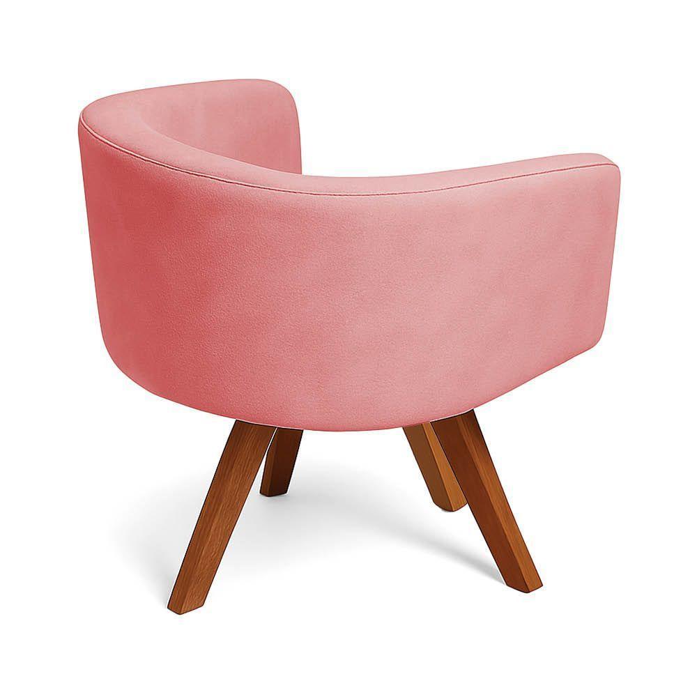 Poltrona Sala Base Giratória Madeira Arielle Suede D03 - D'rossi Rose - 6