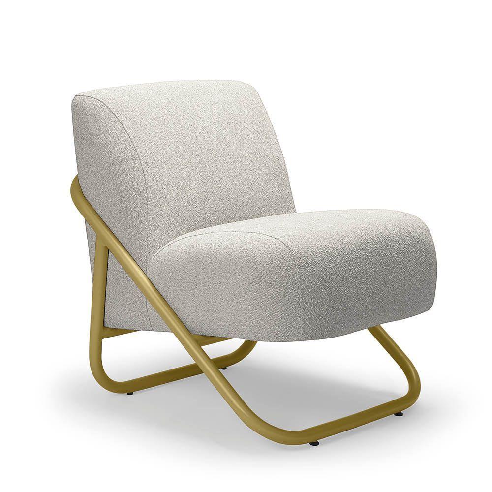 Poltrona Sala Decorativa Industrial Dourado Martina Bouclê K01 - D'rossi Cinza - 2