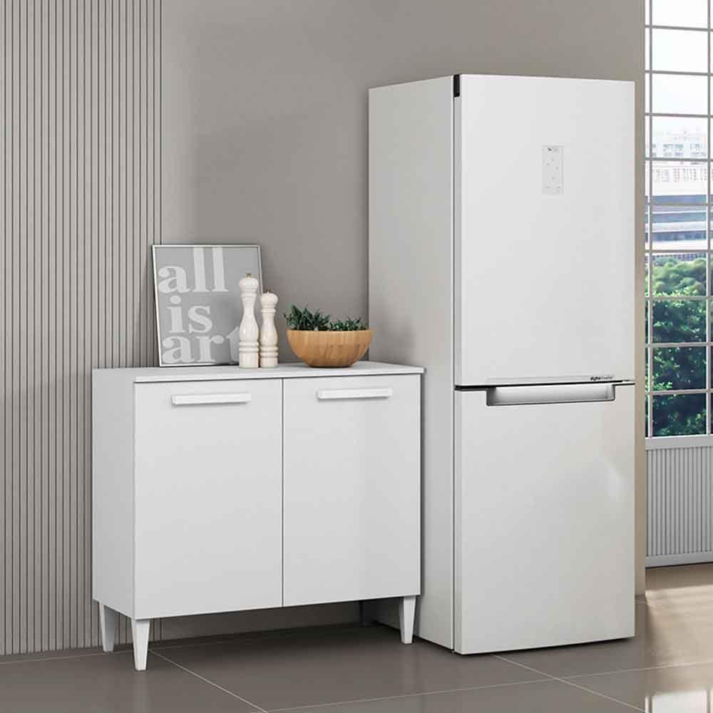 Balcão Cozinha Com Tampo 92cm 2 Portas Nicole A09 - D'rossi Branco - 1