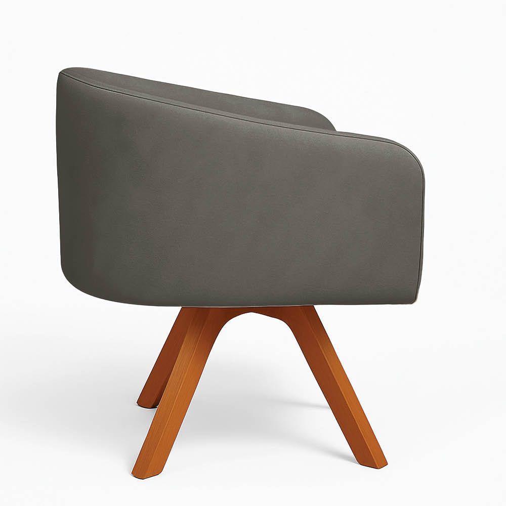 Poltrona Sala Base Giratória Madeira Arielle Suede Grafite D03 - D'rossi - 5