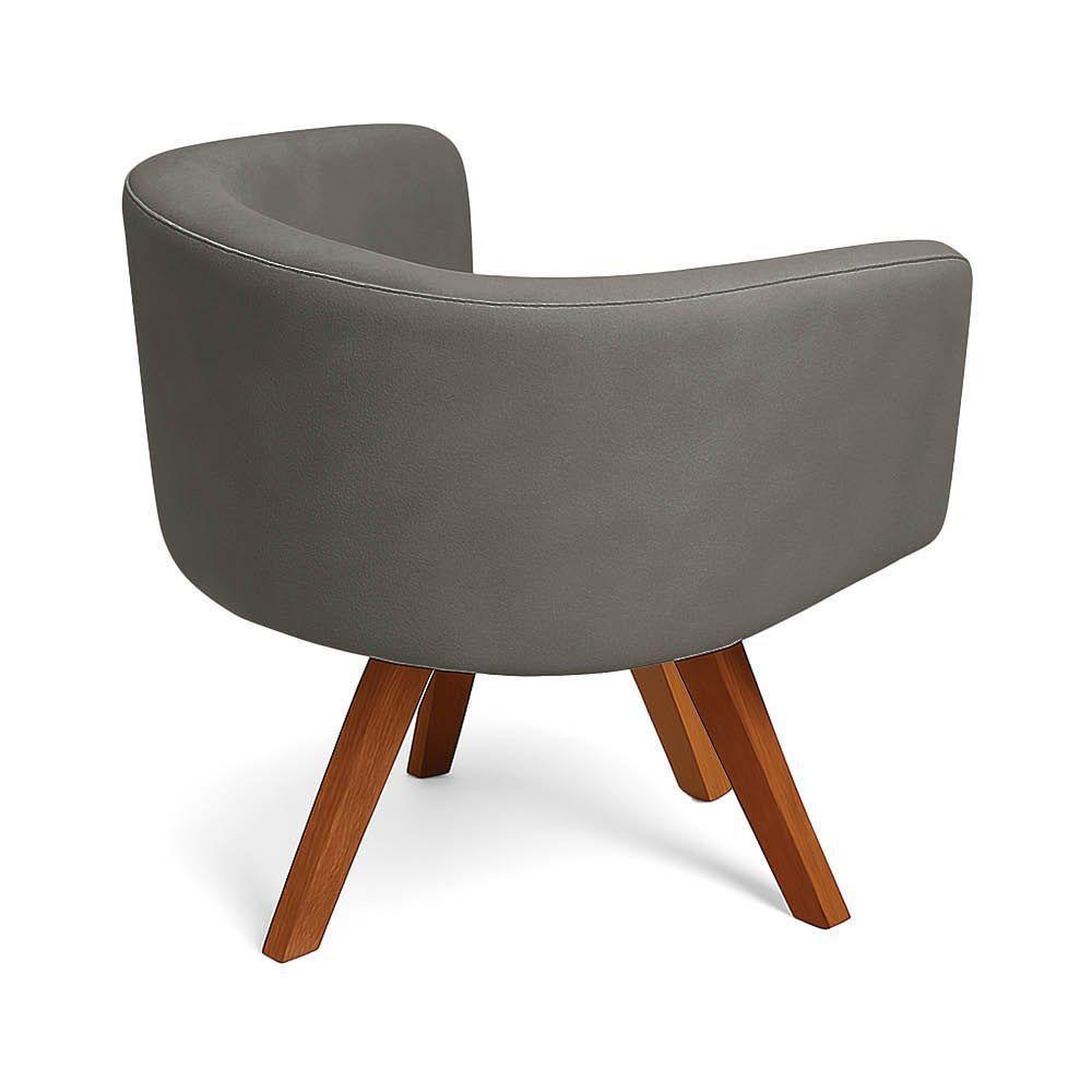 Poltrona Sala Base Giratória Madeira Arielle Suede Grafite D03 - D'rossi - 6