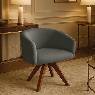 Poltrona Sala Base Giratória Madeira Arielle Suede Grafite D03 - D'rossi