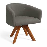 Poltrona Sala Base Giratória Madeira Arielle Suede Grafite D03 - D'rossi - 2