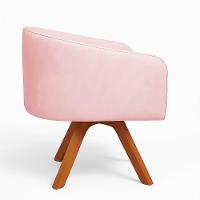 Poltrona Sala Base Giratória Madeira Arielle Suede Rosa Bebe D03 - D'rossi - 5
