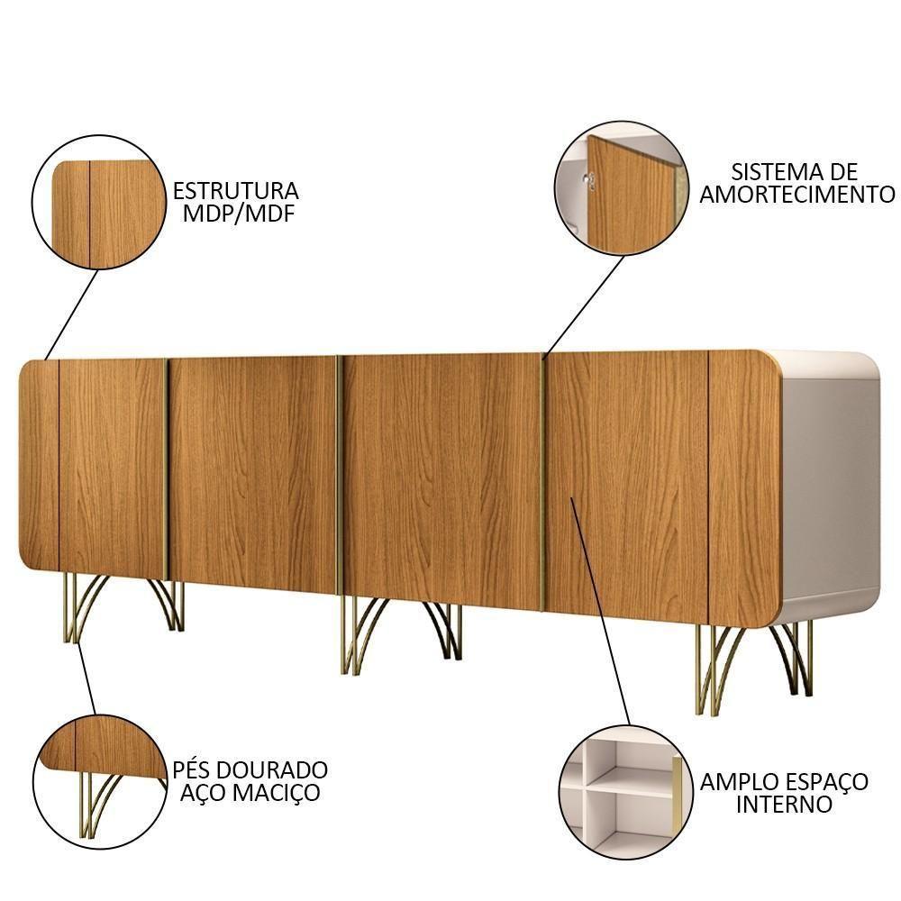 Balcão Aparador Buffet Saluti Off White/cinamomo - Hb Móveis - 3