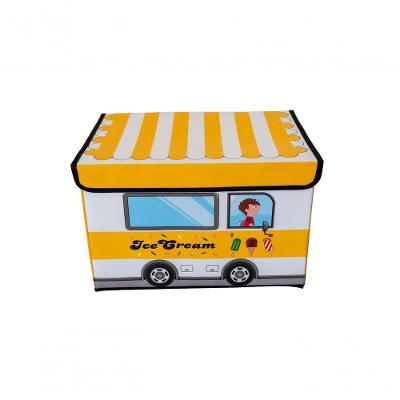 Caixa Organizadora Infantil Tampa Brinquedoteca Armazenament Cor:sorveteria Amarela