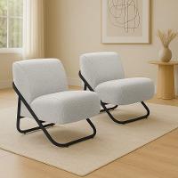 Poltrona Sala Estar Industrial Preto Kit 2 Martina Bouclê K01 - D'rossi Cinza - 1