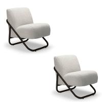 Poltrona Sala Estar Industrial Preto Kit 2 Martina Bouclê K01 - D'rossi Cinza - 2