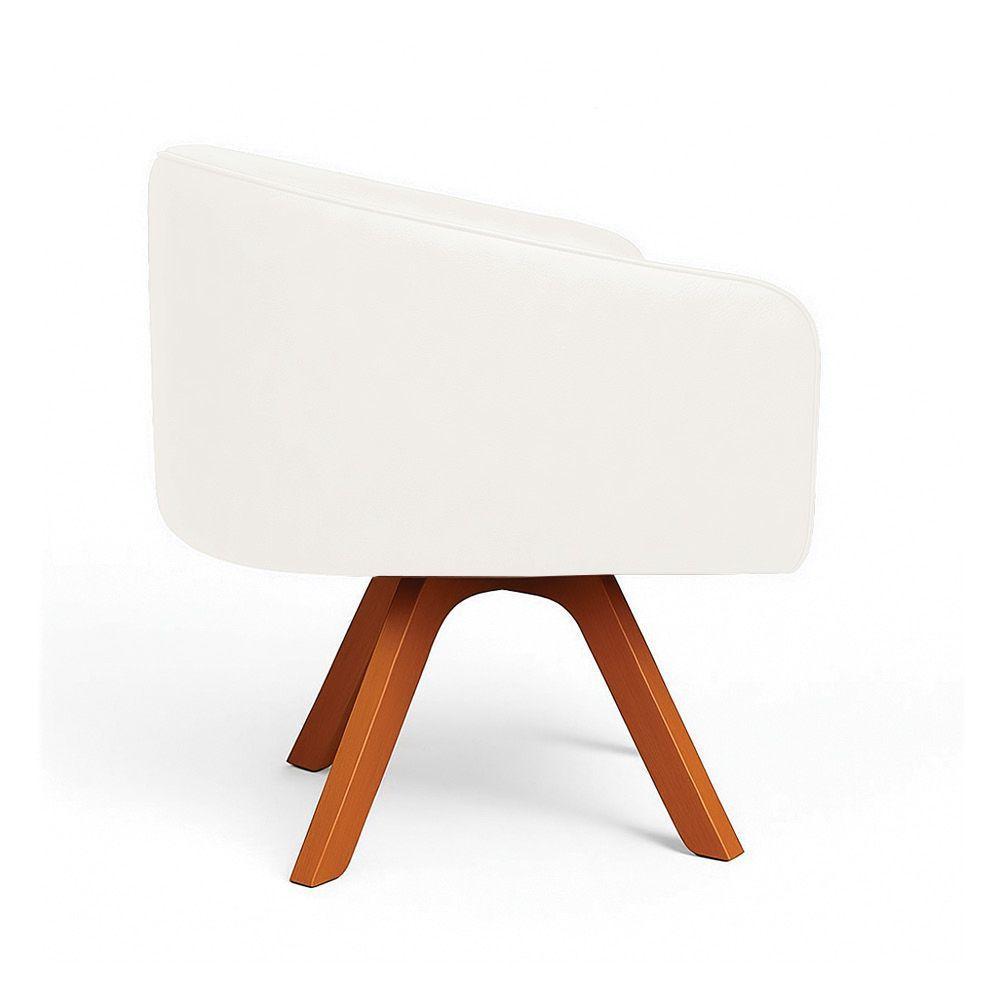 Poltrona Sala Base Giratória Madeira Arielle Sintético Pu D03 - D'rossi Branco - 5