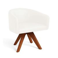 Poltrona Sala Base Giratória Madeira Arielle Sintético Pu D03 - D'rossi Branco - 2