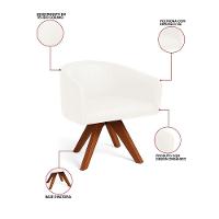 Poltrona Sala Base Giratória Madeira Arielle Sintético Pu D03 - D'rossi Branco - 3