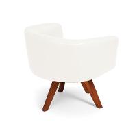 Poltrona Sala Base Giratória Madeira Arielle Sintético Pu D03 - D'rossi Branco - 6
