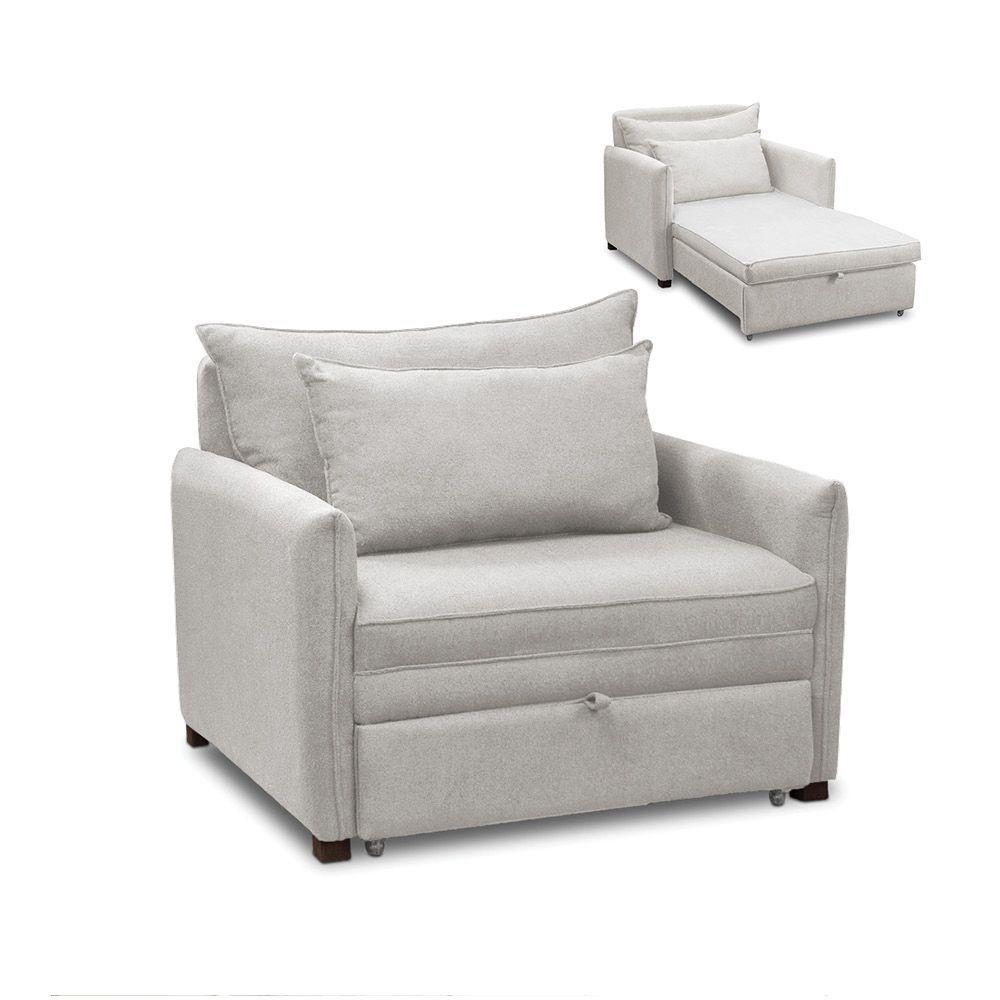 Poltrona Cama Retrátil Solteiro Com Rodízio Cloe Bouclê E03 - D'rossi Cinza Claro - 1