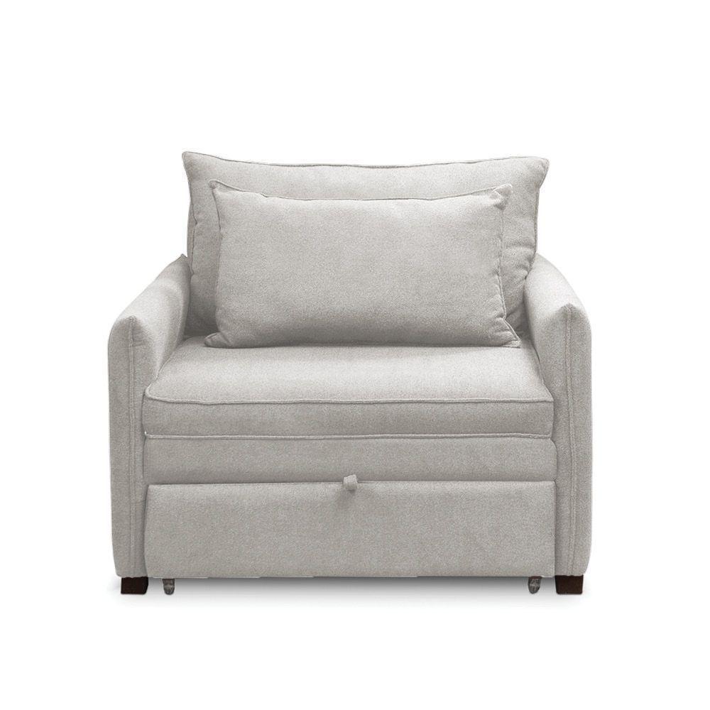 Poltrona Cama Retrátil Solteiro Com Rodízio Cloe Bouclê E03 - D'rossi Cinza Claro - 6