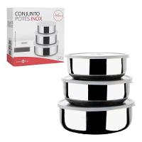 Conjunto De Potes Tigelas Bowl Inox Com Tampa 3 Unidades Coz - 1