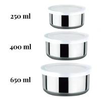 Conjunto De Potes Tigelas Bowl Inox Com Tampa 3 Unidades Coz