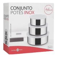 Conjunto De Potes Tigelas Bowl Inox Com Tampa 3 Unidades Coz - 6