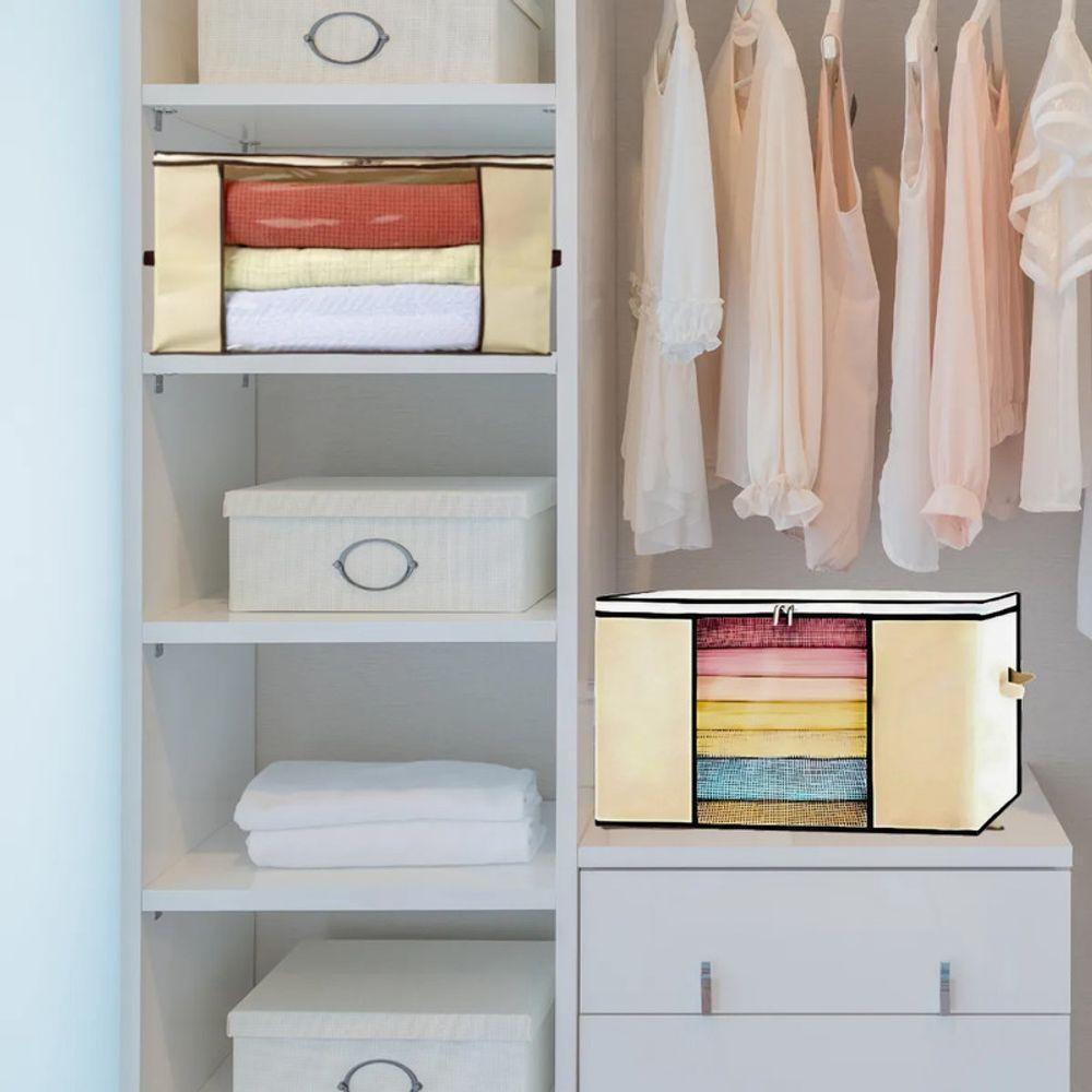 Organizador Dobrável Com Visor 44x29x28cm Roupas Edredons Br - 6