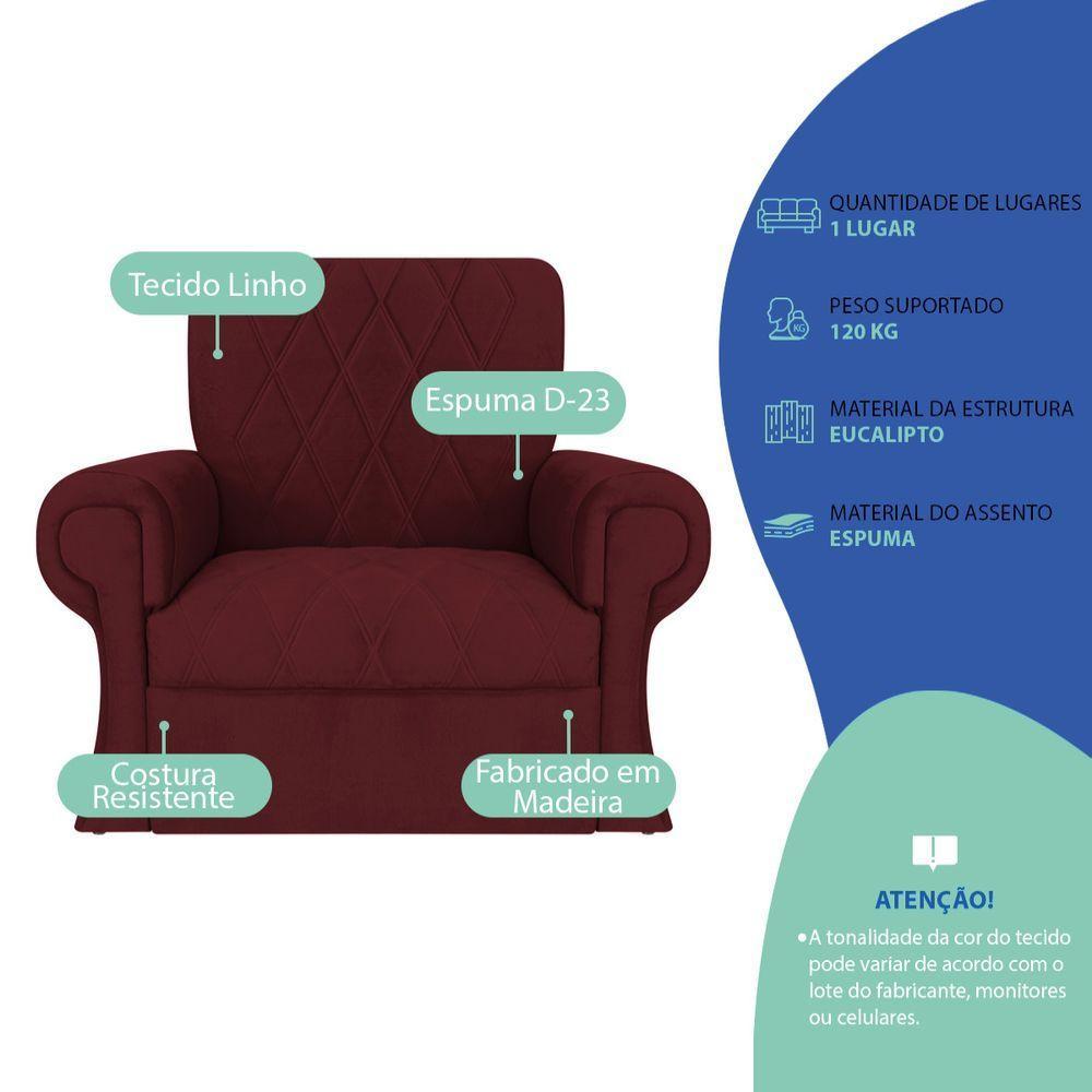 Poltrona Natalina Papai Noel Santa Claus Suede Bordô - 4