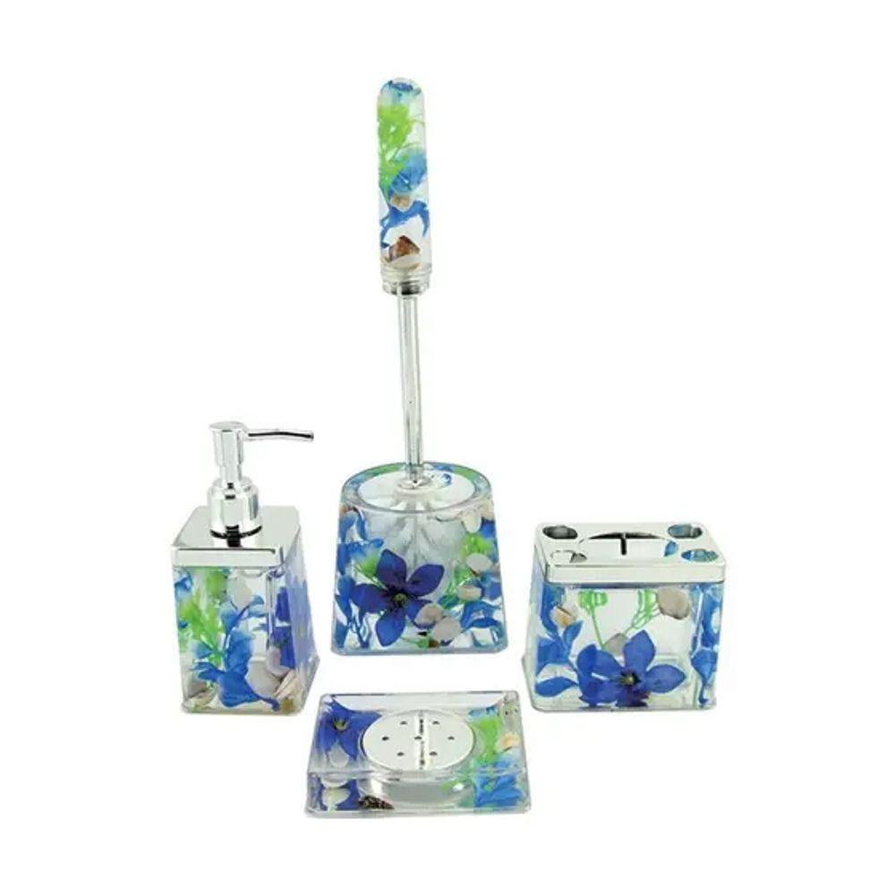 Kit Conjunto Banheiro Acrílico 4 Peças Floral - 2