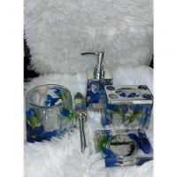 Kit Conjunto Banheiro Acrílico 4 Peças Floral - 5
