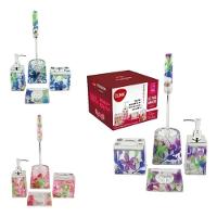 Kit Conjunto Banheiro Acrílico 4 Peças Floral - 6