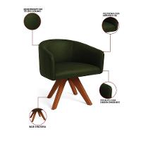Poltrona Sala Base Giratória Madeira Arielle Sintético Pu D03 - D'rossi Verde - 3