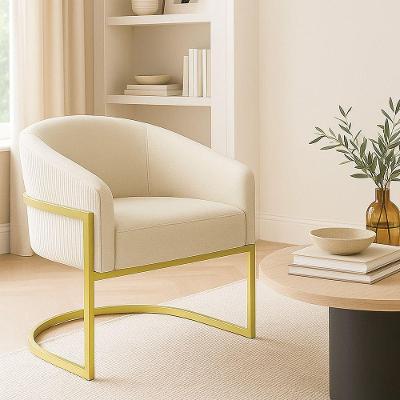 Poltrona Sala Industrial Dourada Arielle Veludo Cotelê D03 - D'rossi Bege