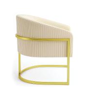 Poltrona Sala Industrial Dourada Arielle Veludo Cotelê D03 - D'rossi Bege - 5