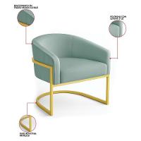 Poltrona Sala Industrial Dourada Kit 2 Arielle Veludo Cotelê Menta D03 - D'rossi - 3