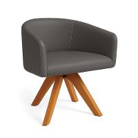 Poltrona Sala Base Giratória Madeira Arielle Sintético Grafite D03 - D'rossi - 2