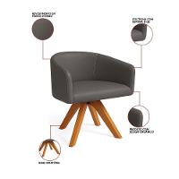 Poltrona Sala Base Giratória Madeira Arielle Sintético Grafite D03 - D'rossi - 3