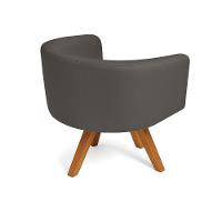 Poltrona Sala Base Giratória Madeira Arielle Sintético Grafite D03 - D'rossi - 6