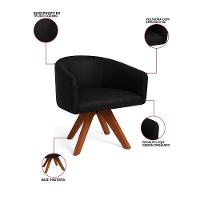 Poltrona Sala Base Giratória Madeira Arielle Sintético Pu Preto D03 - D'rossi - 3