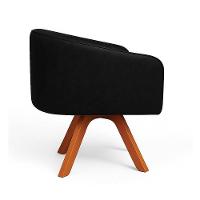 Poltrona Sala Base Giratória Madeira Arielle Sintético Pu Preto D03 - D'rossi - 5