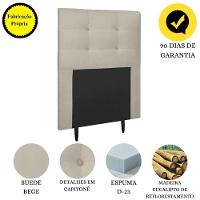 Cabeceira Estofada Cama Box Solteiro 90 Cm Helena Suede Bege - 11