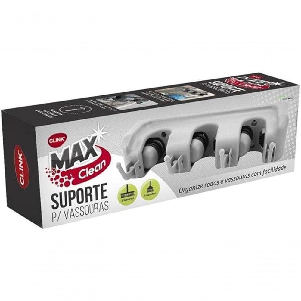Suporte Vassoura Organizador 3 Posições 4 Ganchos Cinza - 1