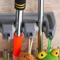 Suporte Vassoura Organizador 3 Posições 4 Ganchos Cinza - 5