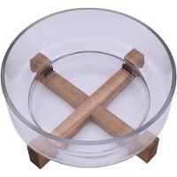 Saladeira Vidro Borossilicato Base De Acacia 28cm Vd24047 - Mimo - 2