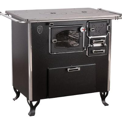 Fogão A Lenha Com Forno E Caixa Esq Preto Fornos Pinhal N2