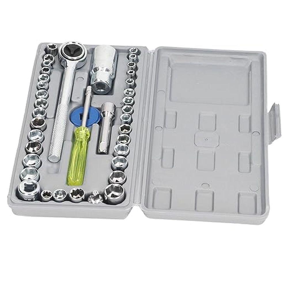 Kit Soquetes Sextavados 40 Peças Chaves Catraca Reversível M - 2